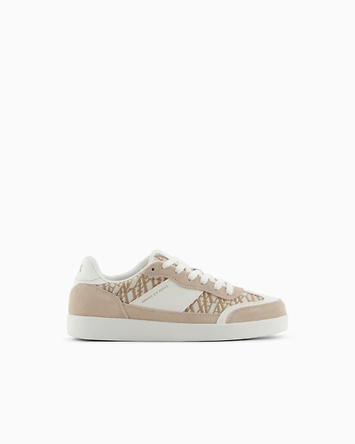 Sneakers with allover logo inserts