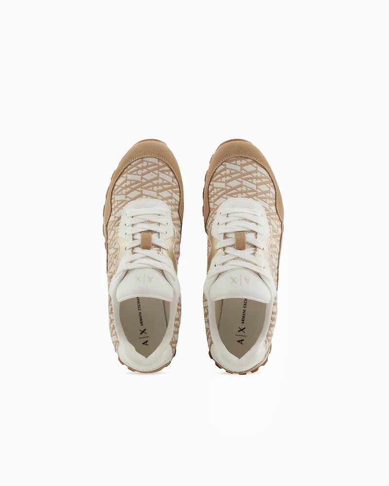 Sneakers with allover logo inserts