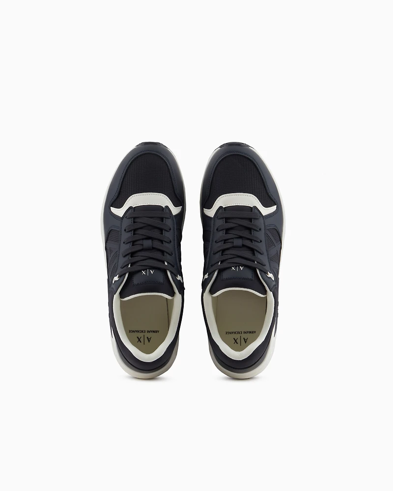 Sneakers with side logo and contrasting inserts
