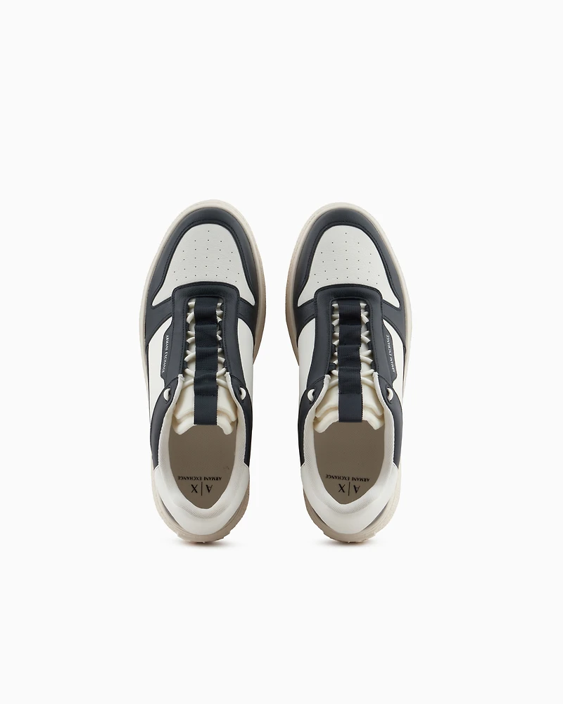 Sneakers eco-leather with elastic laces