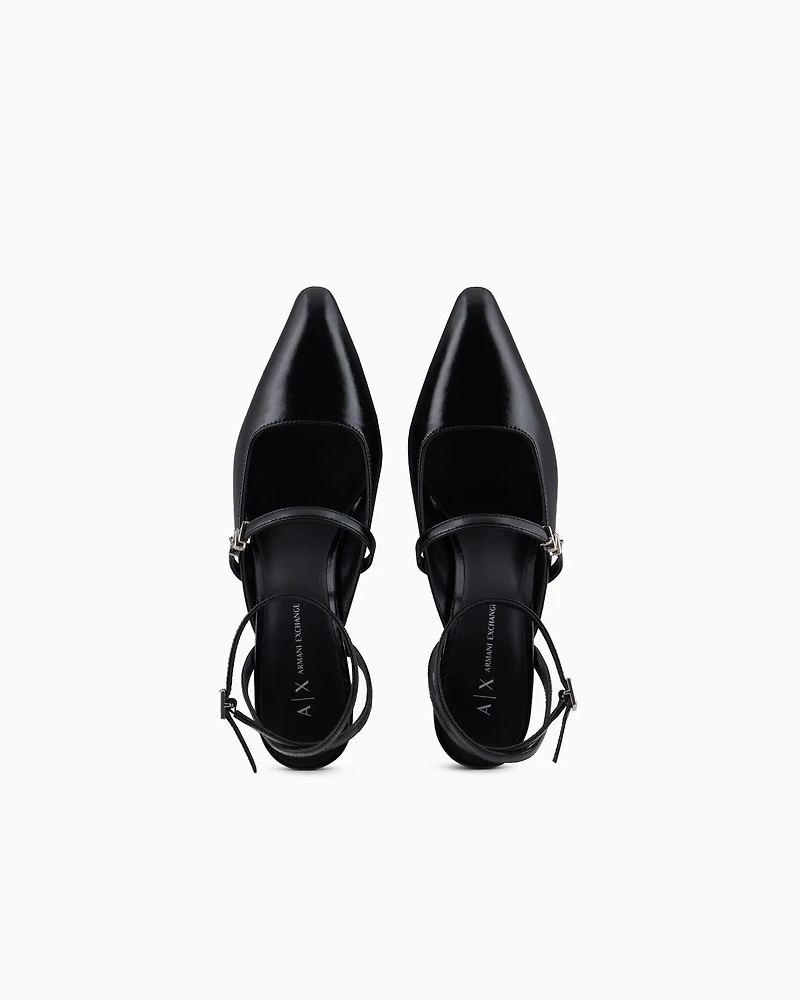 Patent leather slingback pumps