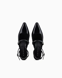 Patent leather slingback pumps