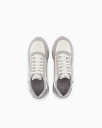 Suede sneakers with mesh inserts