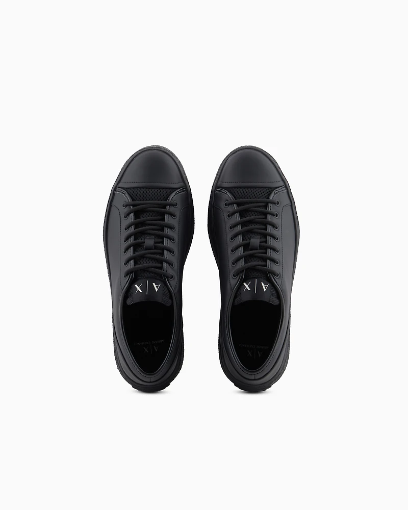 Leather sneakers with mesh insert