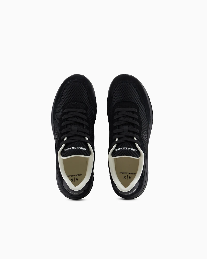 Mesh sneakers with rubber logo