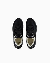 Mesh sneakers with rubber logo