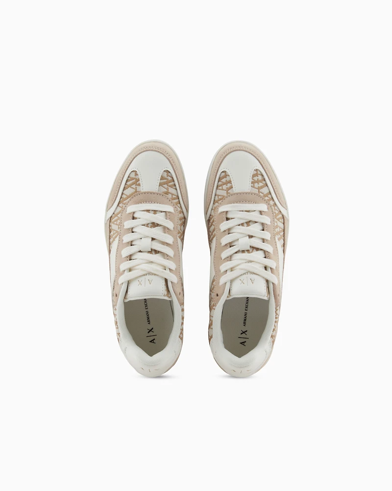 Sneakers with allover logo inserts