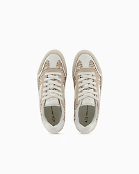 Sneakers with allover logo inserts