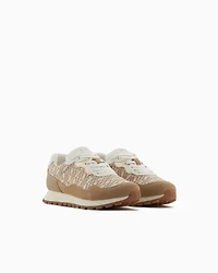Sneakers with allover logo inserts