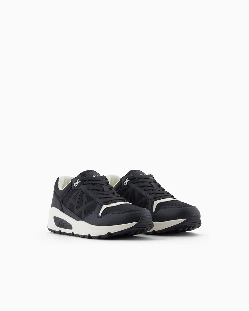 Sneakers with side logo and contrasting inserts