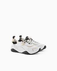 Leather sneakers with logo application