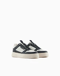 Sneakers eco-leather with elastic laces