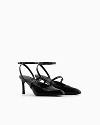 Patent leather slingback pumps