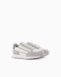 Suede sneakers with mesh inserts