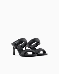 Heeled sandals with two straps