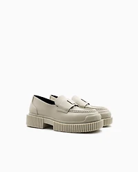 Leather loafers with logo