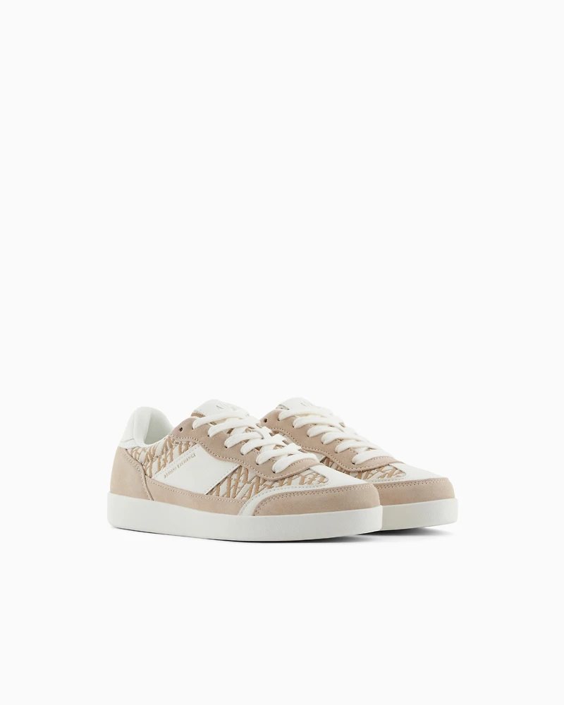 Sneakers with allover logo inserts
