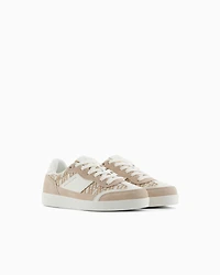 Sneakers with allover logo inserts