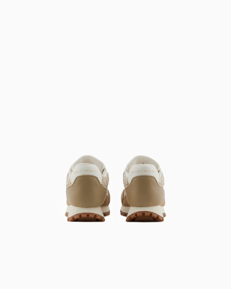 Sneakers with allover logo inserts