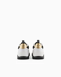 Leather sneakers with logo application