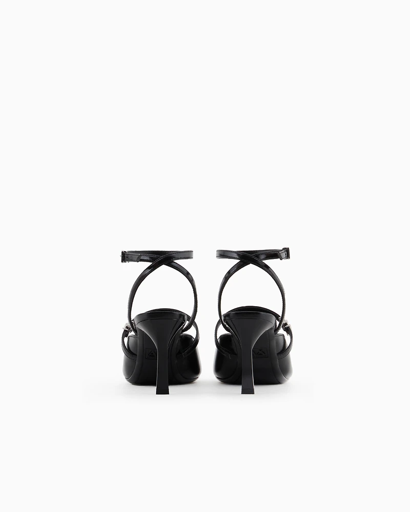 Patent leather slingback pumps
