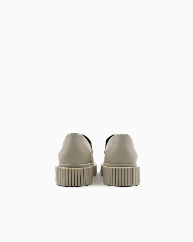 Leather loafers with logo