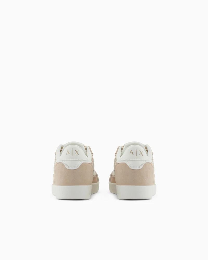 Sneakers with allover logo inserts