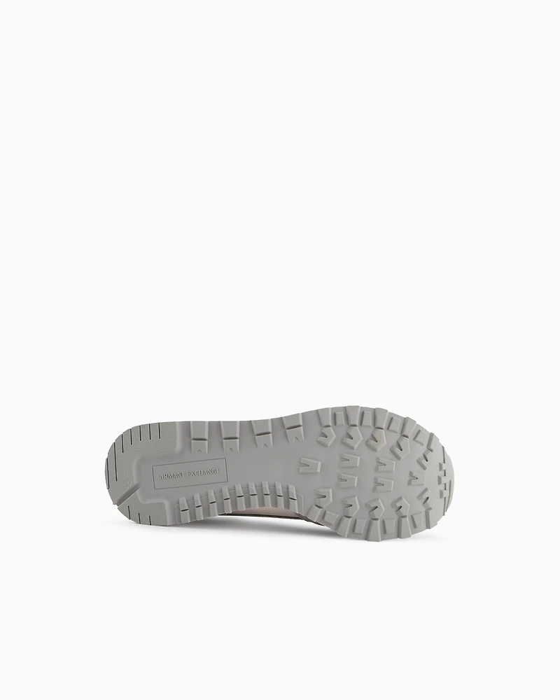 Suede sneakers with mesh inserts