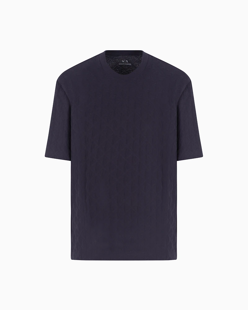 Regular fit cotton T-shirt with tone-on-tone allover logo