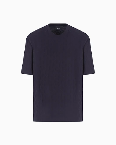 Regular fit cotton T-shirt with tone-on-tone allover logo