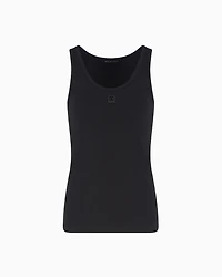 Stretch jersey tank top with logo plaque