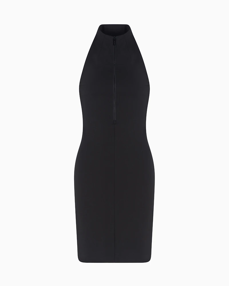Stretch jersey midi dress with zip
