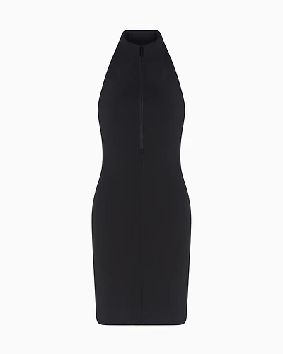 Stretch jersey midi dress with zip