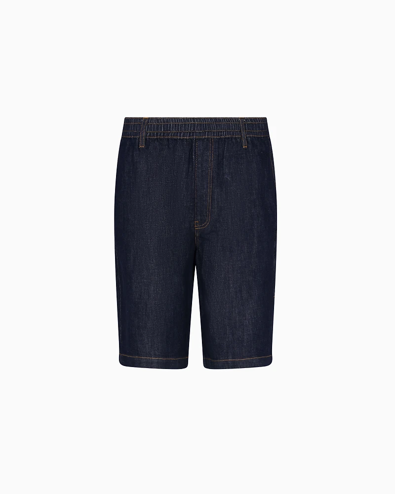 Stretch denim Bermuda shorts