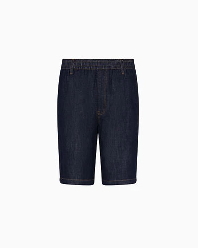 Stretch denim Bermuda shorts