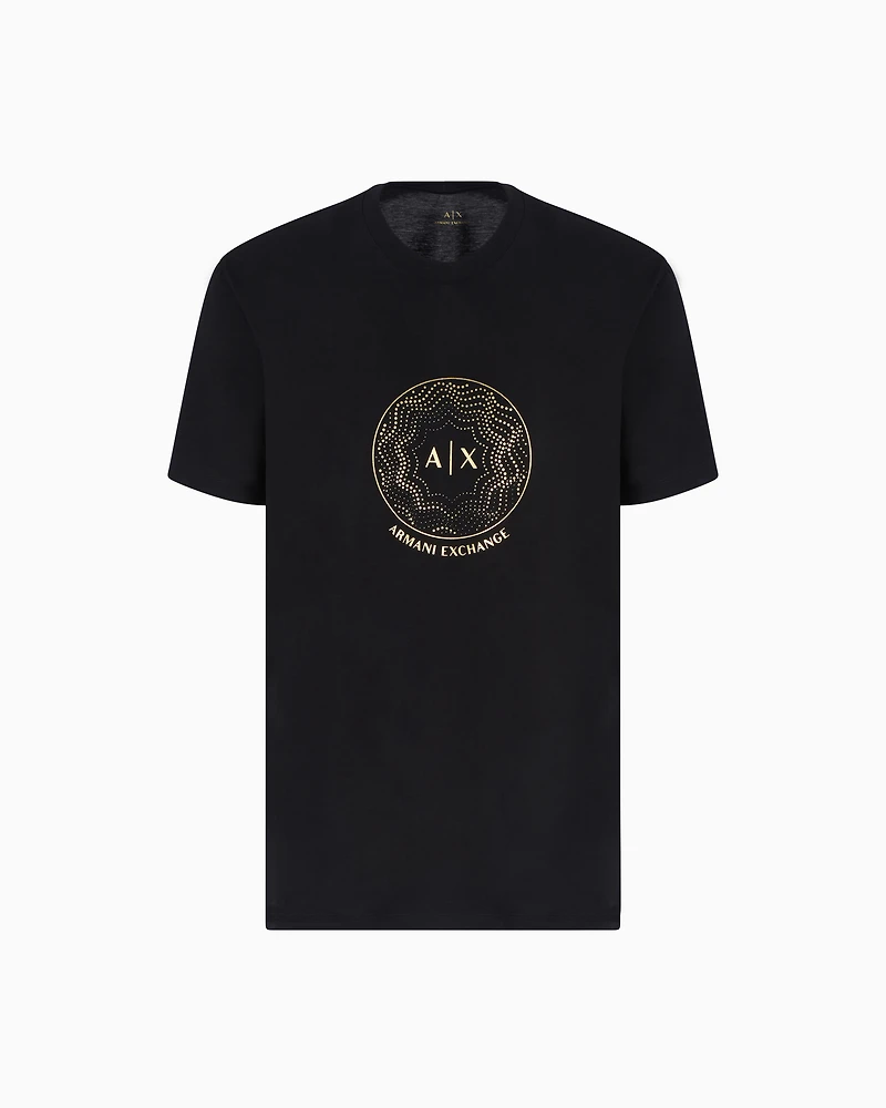 Regular fit T-shirt with golden rhinestones