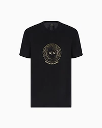 Regular fit T-shirt with golden rhinestones