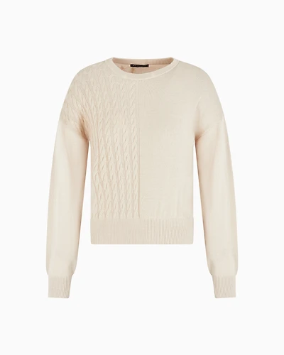 Wool blend sweater with cables