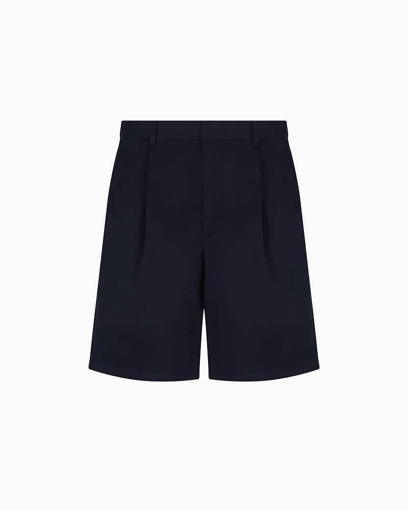 Bermuda shorts with pleats cotton twill
