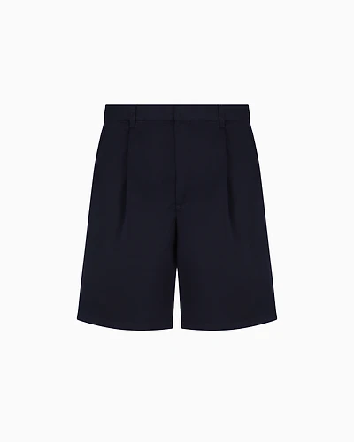 Bermuda shorts with pleats cotton twill