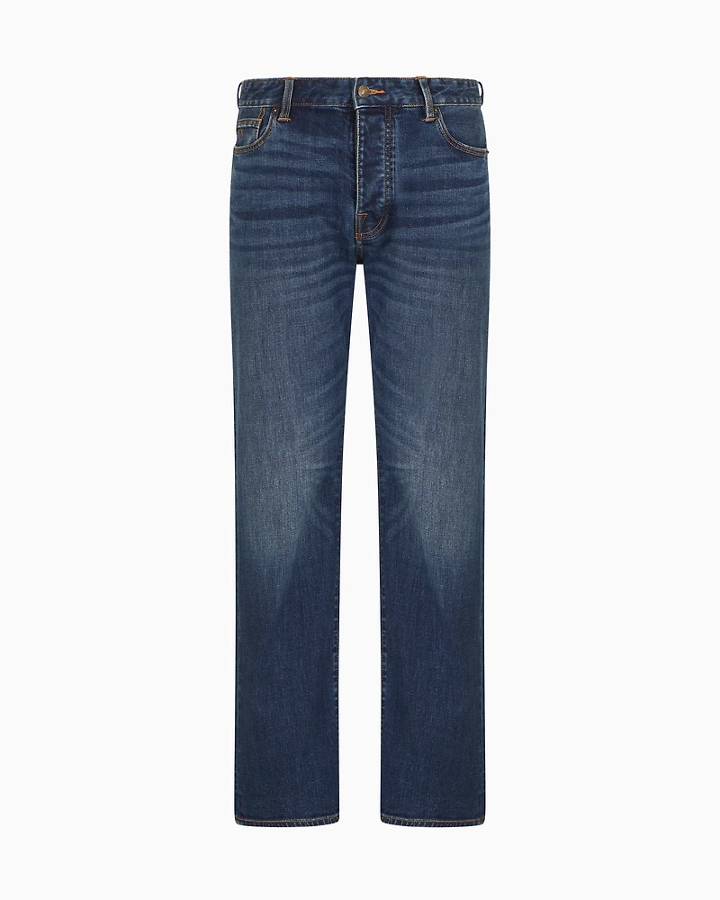 J88 relaxed straight jeans stone washed cotton denim