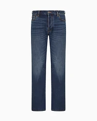 J88 relaxed straight jeans stone washed cotton denim