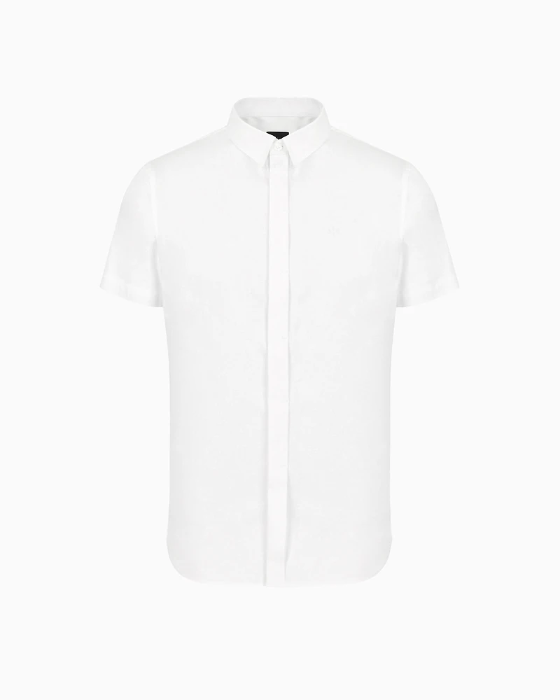 Slim fit short sleeve shirt stretch satin