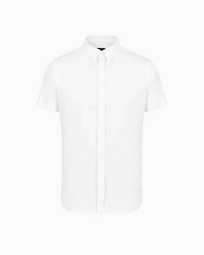 Slim fit short sleeve shirt stretch satin