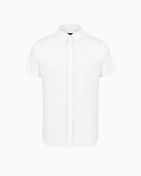 Slim fit short sleeve shirt stretch satin