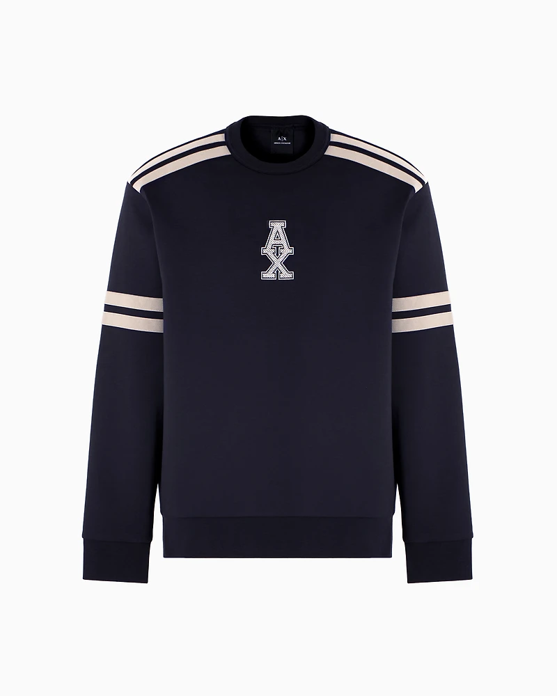Crewneck sweatshirt with stripes and logo