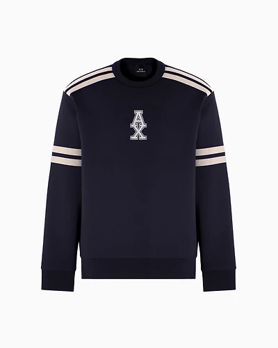Crewneck sweatshirt with stripes and logo