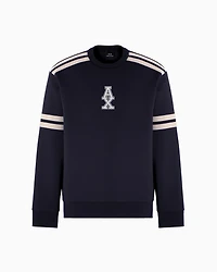 Crewneck sweatshirt with stripes and logo