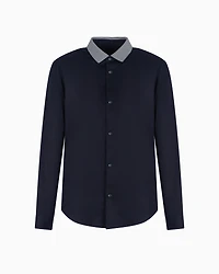Slim fit stretch cotton shirt with contrasting collar