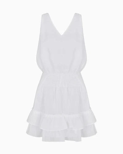 Short ramie ruffled dress